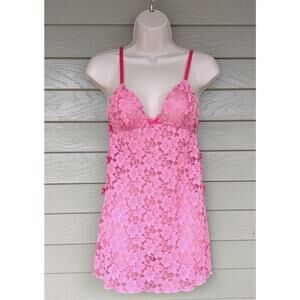Victoria's Secret Womens Sheer Stretch Pink Lace Chemise Nightgown XS 30" bust